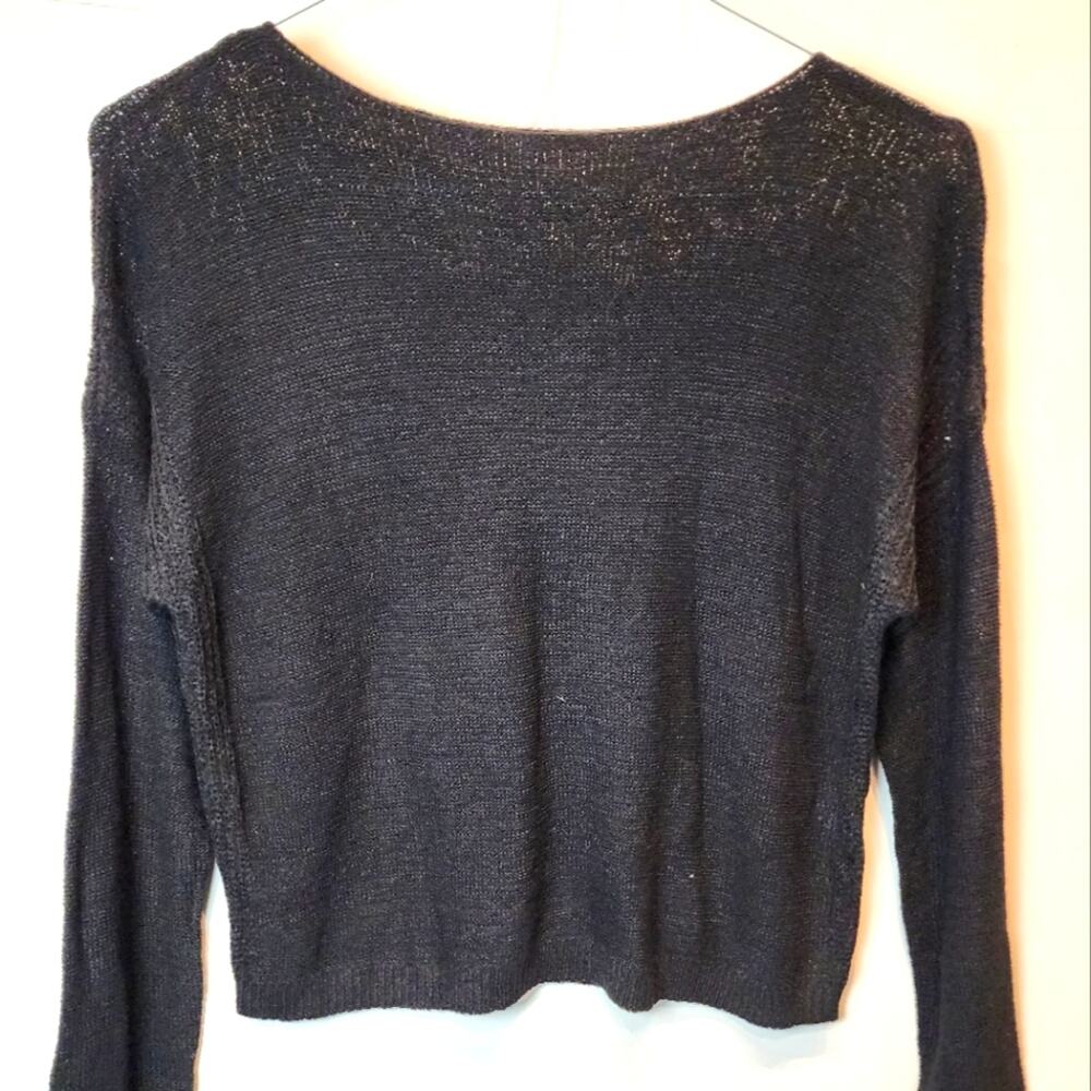 Black New Acrylic Sweater‎ Boxy Cropped Long Sleeve Sweater Size S